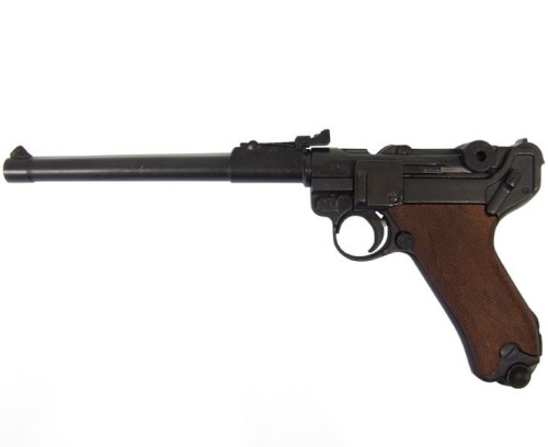 Pistolet Parabellum P08 Luger Long z drewnianymi okładzinami